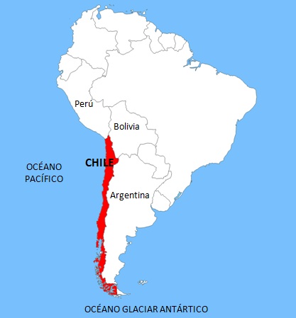 Localização do Chile no Mapa da América do Sul